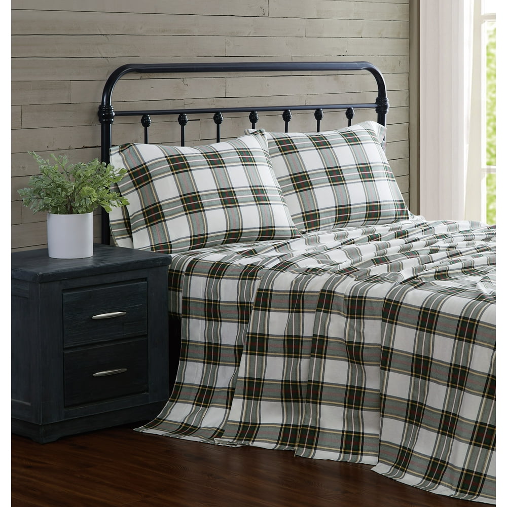 London Fog Multi Plaid Cotton Flannel 3 Piece Twin Sheet Set Walmart