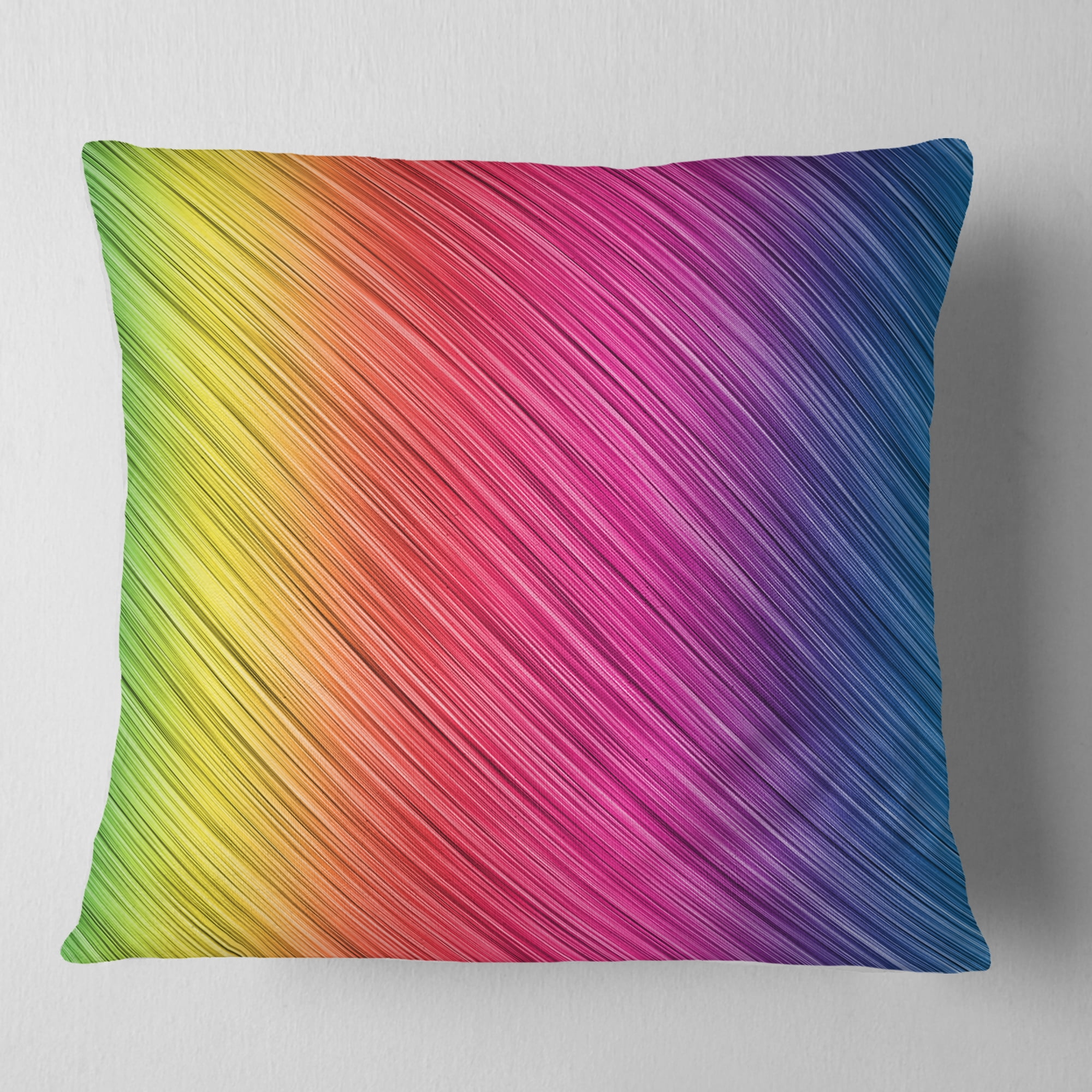Designart Multi Color Neon Glowing Lines - Abstract Throw Pillow - 16x16