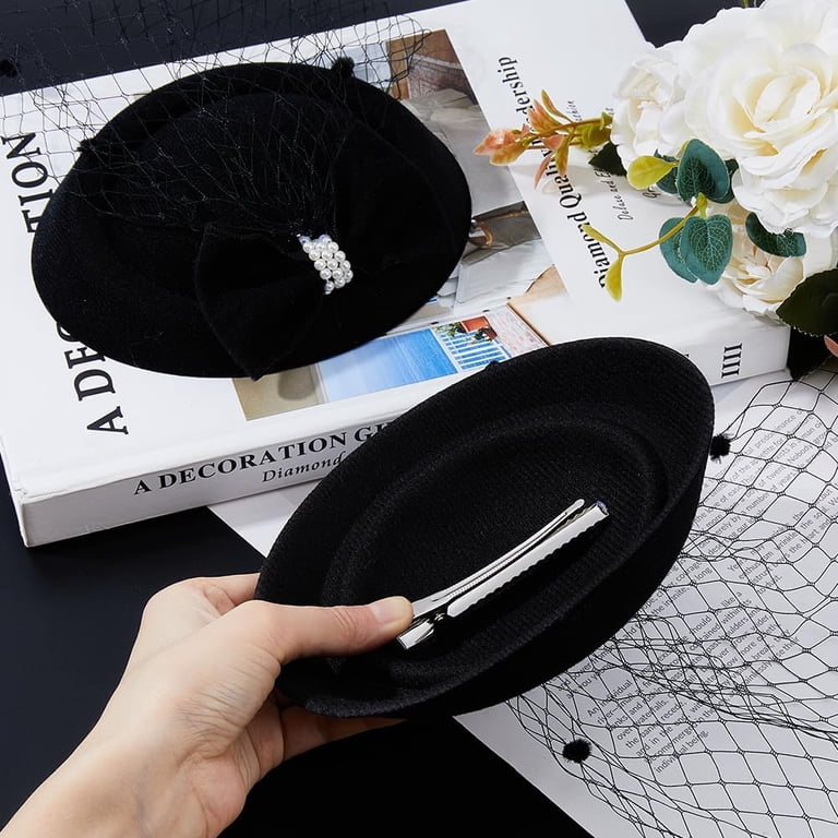 Bowknot Fascinator Hats Wool Felt Hat with Veil Headwear  display picture 3