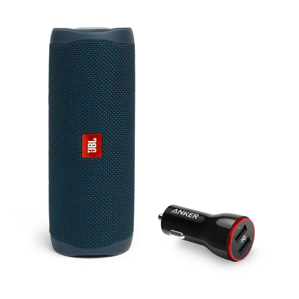JBL Flip 5 Blue Portable Bluetooth Speaker w/Car Charger - Walmart.com