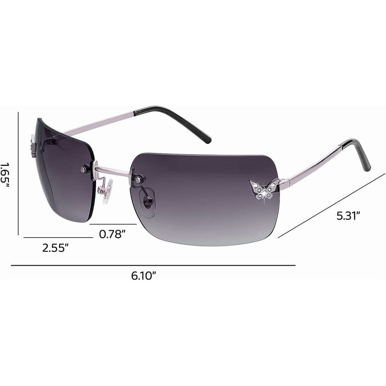Rimless Rectangle Y2K Sunglasses Cute Small Clear Frameless Tinted Lens Fashion Amazon.com: Ehoomely Rectangle Y2k Sunglasses for Women Cute  main image 2