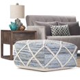 thumbnail image 2 of Cowan Boho Square Pouf In Blue, Natural Handloom Woven, 2 of 2