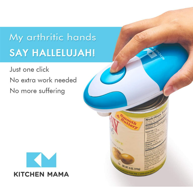 Kitchen Mama Electric Can Opener: Portable Battery Powered Automatic Smooth Edge Can Opener
