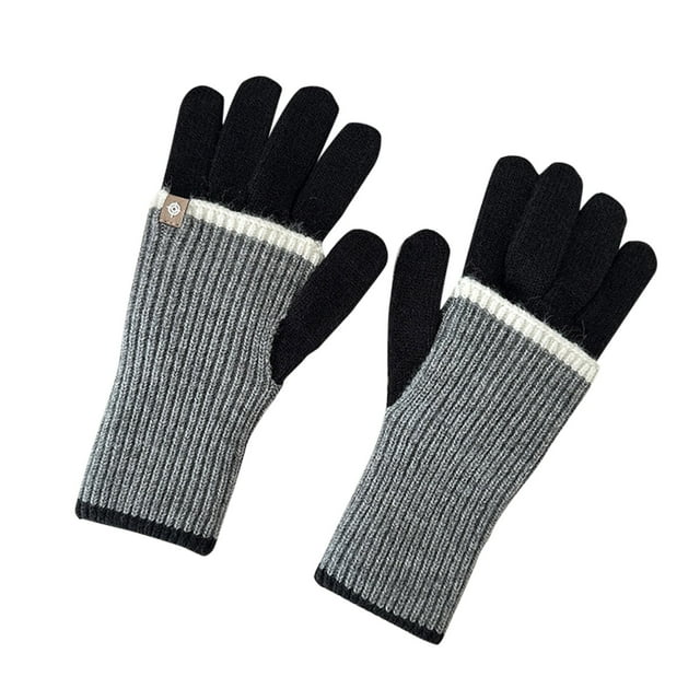 TIEVOSA Couples Winter Warm Multi Color Medium Long Gloves Couples Ski Riding Gloves(Black)