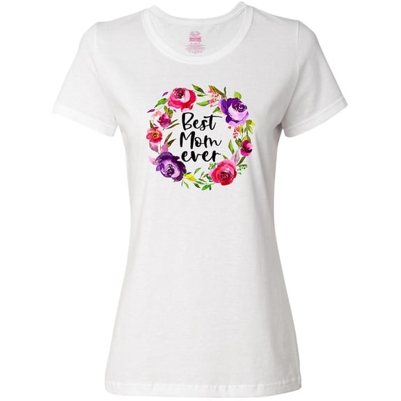 Inktastic Mother's Day Best Mom Ever with Floral Wreath Women's T-Shirt