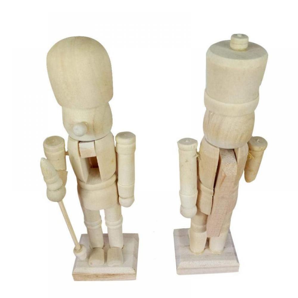 6 Pcs Unpainted Wooden Nutcracker Figurines DIY Blank Craft Kit for Christmas Ornaments