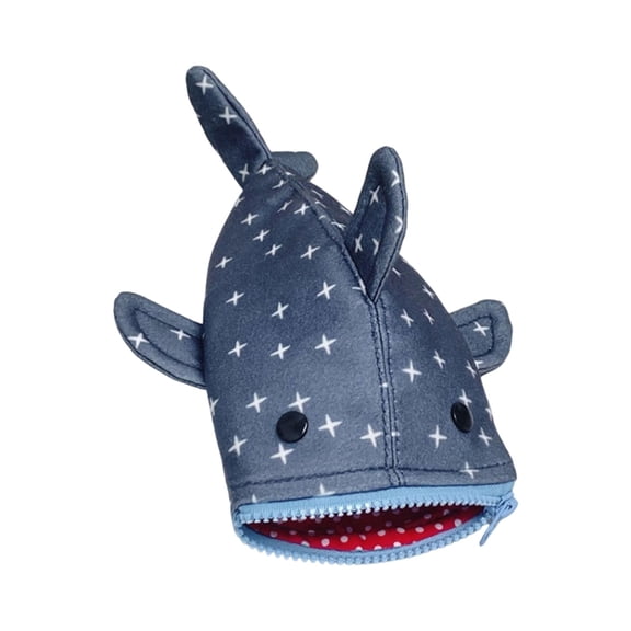 Shark Shape Pencil Case Canvas Pen Pouches Pencil Storage Bag Travel Makeup Bag