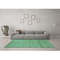 thumbnail image 3 of Ahgly Company Machine Washable Indoor Round Abstract Turquoise Blue Modern Area Rugs, 8' Round, 3 of 4