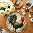 thumbnail image 2 of Round Placemats Watercolor Green Brown Rooster 15 inch Set of 4 Table Mats for Dining Table Retro Farmhouse Heat Resistant Non-Slip Kitchen & Home Decorative Place Mat Set, 2 of 8