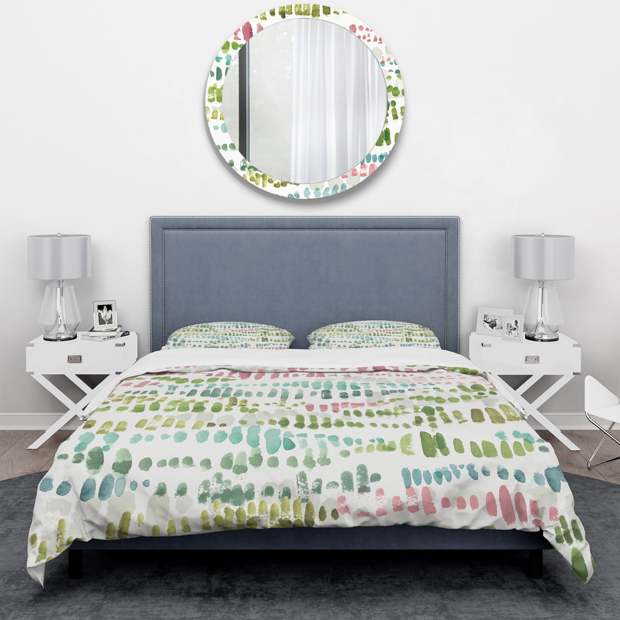 Designart 'Mixed Green Geometric Pattern II' Geometric Duvet Cover Set