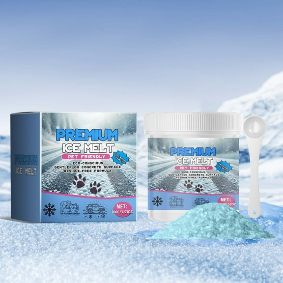 Pet Friendly Ice Melt Safe for Concrete Fast Acting Sodium Chloride Ice Melt Pet Safe Ice and Snow Melter 3.53 oz