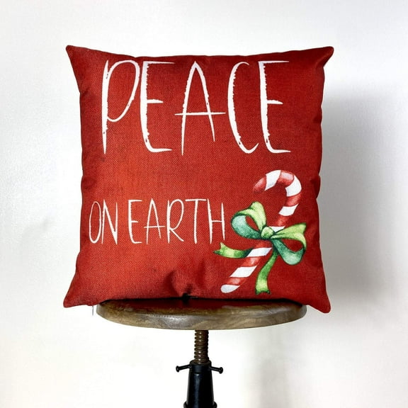 Peace on Earth | Red Throw Pillow | Joy Pillow | Home Decor | Christmas Pillow Covers | Christmas Décor | Rustic Christmas Decor | Mom Gift