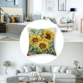 thumbnail image 5 of Acheng Watercolor Sunflower Throw Pillow Cover, Eucalyptus Leaves Summer Holiday Party Cushion Case for Sofa Couch Set of 2 22x22in, 5 of 7