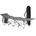 thumbnail image 1 of Portable Folding Camping Cot for Adults, Heavy-Duty Steel Frame & 600D Oxford Fabric Sleeping Bed with Carry Bag & Side Pocket, 74.75" x 26.75", Grey, for Outdoor & Guest Use, 1 of 7