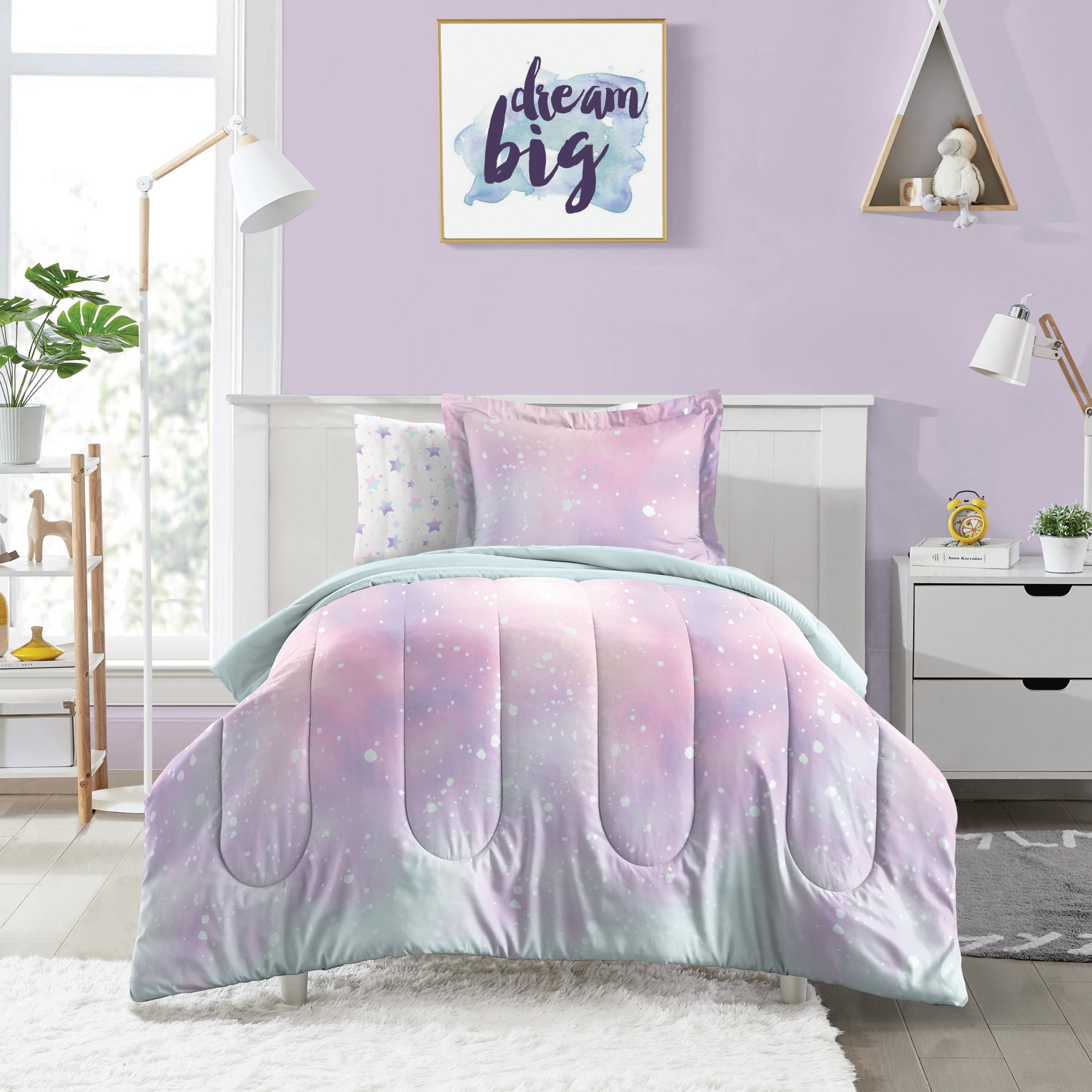 Dream Factory Twilight Full 7 Piece Comforter Set, Polyester, Microfiber, Pink, Child, Unisex