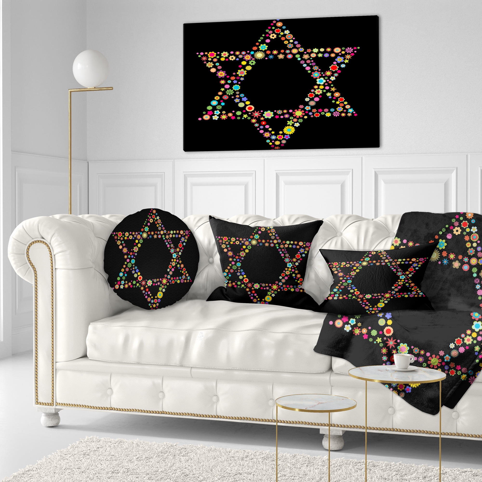 Designart Star of David Shape - Abstract Throw Pillow - 12x20