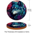 thumbnail image 3 of Wolf 6PCS Round Microfiber Leather Coasters, 11x11 cm/4.3x4.3 in, Drink Coasters for Dining Table, Waterproof and Cup Coasters, Set of 6 - Black, 3 of 6