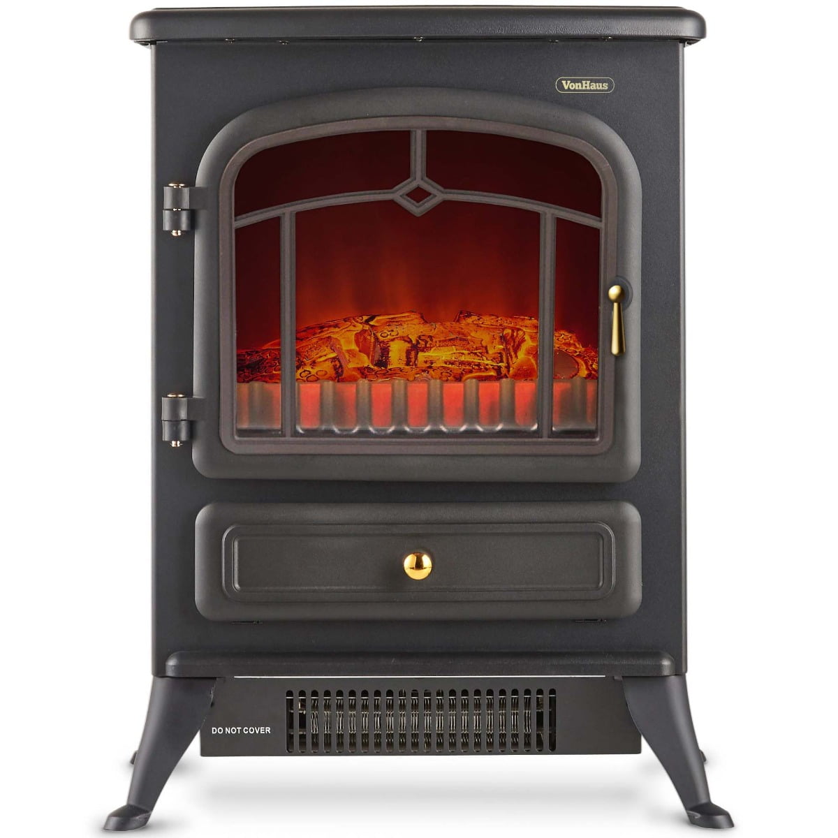 VonHaus Electric Stove Heater Fireplace with Realistic Log Wood Burning