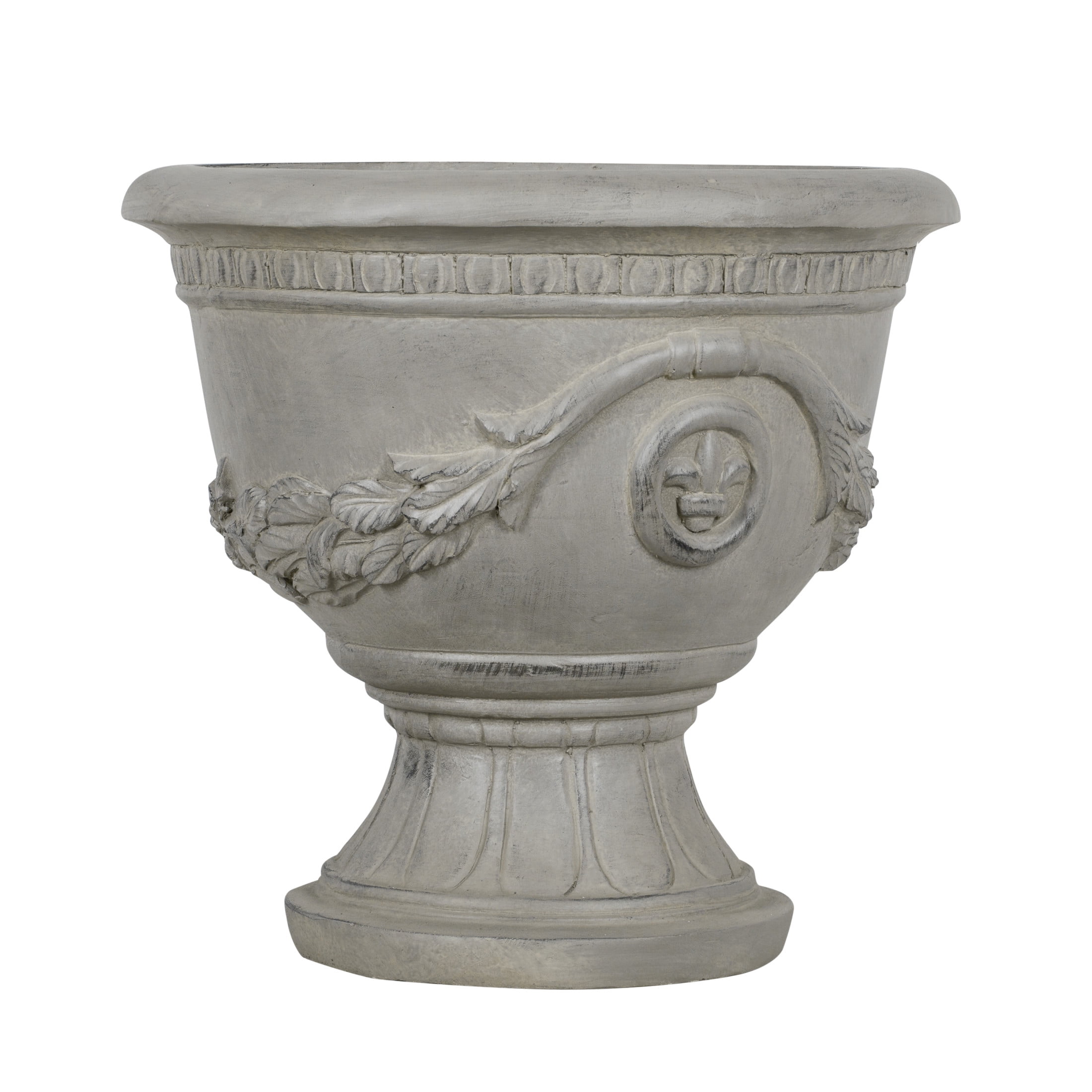 Christopher Knight Home 16" Classical Pedestal Urn Planter, Outdoor Heraldic Flower Pot, Gray