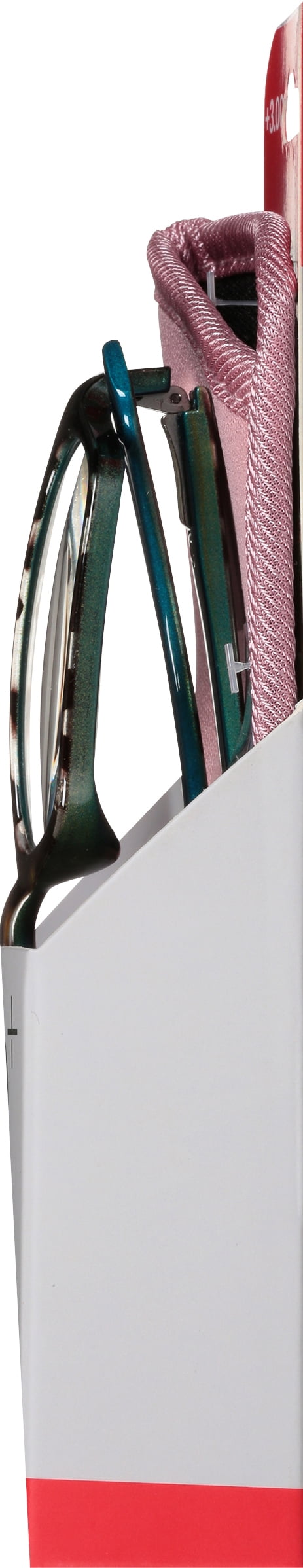 M+ Womens Rectangular Plastic Reading Glasses 3.00 Colleen in Tortoise with Teal Inner Color
