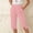 Pink, variant on FengLS Women's Capri Pants Simple Solid Color Cotton Straight Leg Pants Elastic High Waist Fashion Short Pants Leisure Comfy Split Hem Shorts with Pockets