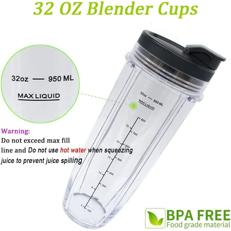 Replacement Parts Kit Nin-Ja Blender Cups For 24 Ounce Cup With Seal Lid  Compatible With Nin-Ja Auto IQ Blender BL450 BL454 BL490 BL680 BL2013 NN102  BL456 BL480 BL481 BL482 BL490 BL640 BL642