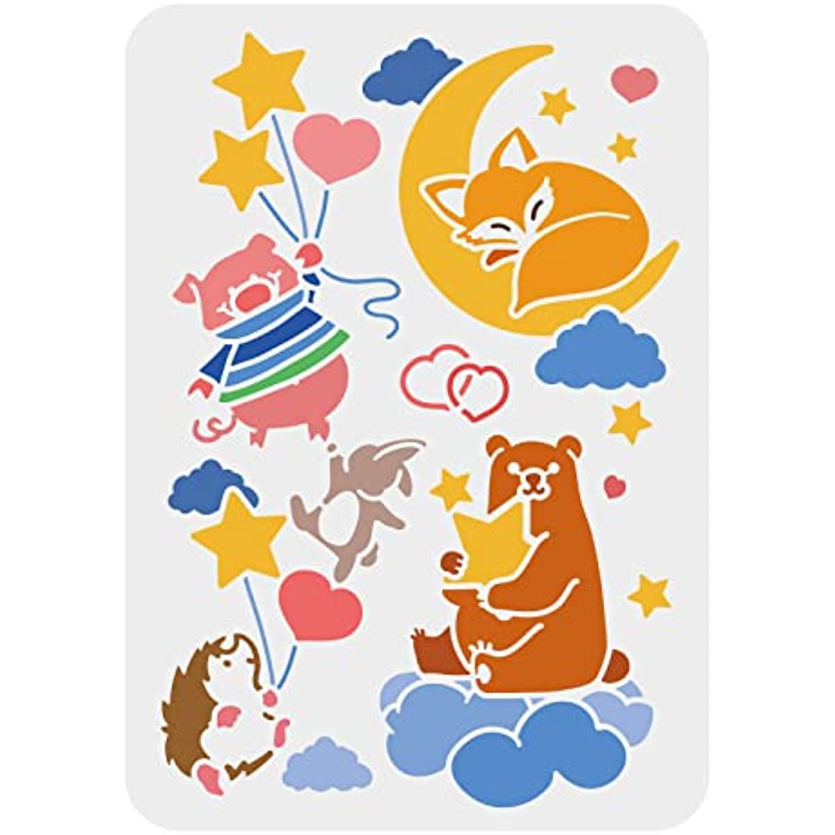 Cartoon Safari Animal Stencils Heart Star Stencil Rabbit Bear Hedgehog