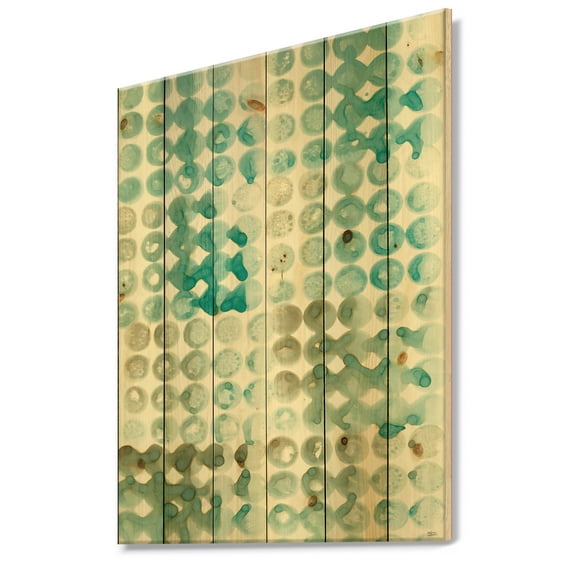 Designart 'Turquoise Watercolor Geometrical Pattern V' Modern & Transitional Print on Natural Pine Wood