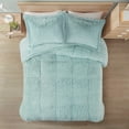 thumbnail image 4 of Noaman Full/Queen Shaggy Long Fur Comforter Mini Set, 90" x 90" Blue Plush Faux Fur Bedding Set with 2 Shams, Hypoallergenic & Machine Washable, 4 of 9