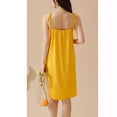 thumbnail image 3 of Defitshape Women's Cute Nightgown Ribbed Knit V Neck Summer Long Sleep Dress Sexy Lace Comfy Chemise Soft Cool Sleeveless Sleepwear Yellow 12, 3 of 4