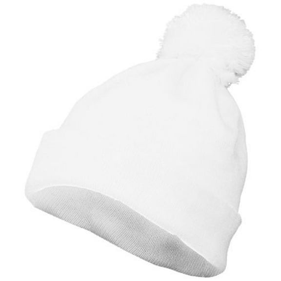 Augusta Sportswear Casual Adult Beanie Cap Unisex Pom Beanie White Os