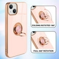 thumbnail image 3 of for iPhone 13 Case with Ring Holder Luxury Glitter Plating Gold Edge 360 Rotation Kickstand Phone Case for Women Shockproof Soft TPU Anti-Scratch Protective Cover Case-Pink, 3 of 12