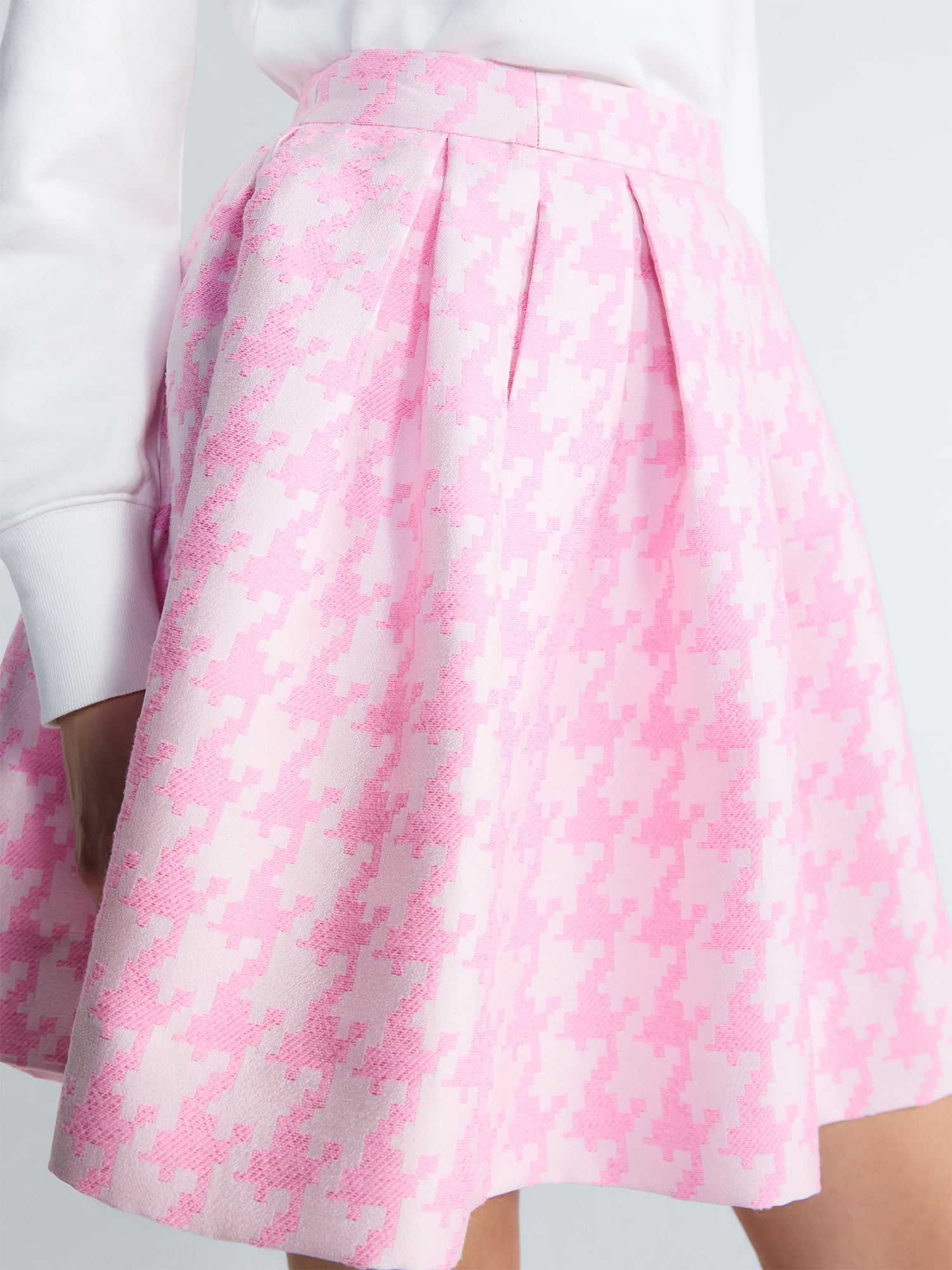 Free Assembly Women's and Women's Plus Houndstooth Pleated Skirt, Sizes 0-26W