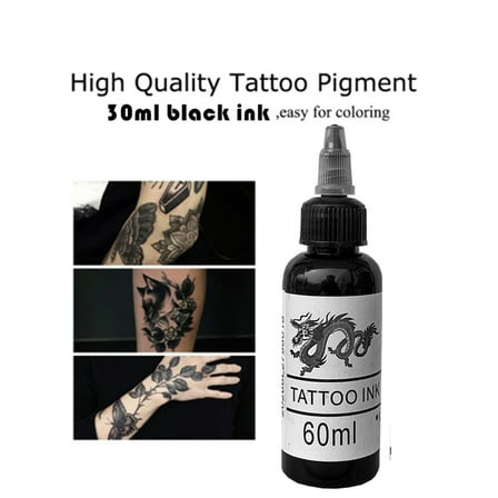 Professional Tattoo Ink Supply 2oz Black Tatoo Ink 60ml Color Pigment for Tattoo Body Art Eyebrow Permanent Makeup