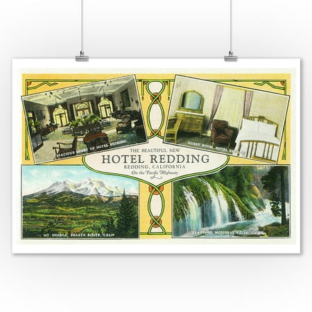 Redding, California - Hotel Redding Interior Views with Scenic Sites (9x12 Art Print, Wall Decor Travel