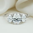 thumbnail image 3 of Rosec Jewels Lab Created Diamond Ring - 3 Stone Engagement Ring Oval - EF-VS Quality Certified, 14K White Gold, US 7.00, 3 of 8