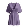 thumbnail image 7 of Swimsuit Cover Ups Dress for Women Chiffion Summer Beach Cover Up Sheer V-Neck Bikini Coverup Purple S(S), 7 of 7