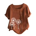 thumbnail image 3 of POINTERTECK T-Shirt à Manches Courtes en Coton et Lin Décontracté pour Femmes, 3 of 4