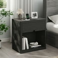 thumbnail image 5 of IDEALSOUL Nightstand with Charging Station, 24inch Bedside Table with Curved Top Corners, Crescent Shaped Buckle, Wooden End Table for Bedroom Living Room (1pcs, Black), 5 of 13