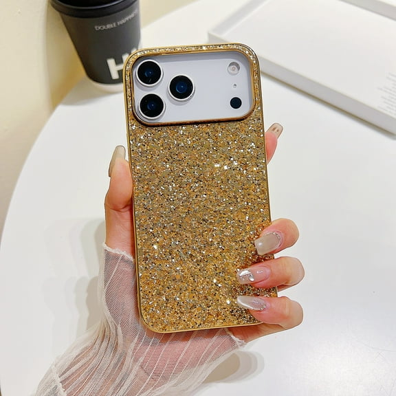 Dteck Case for iPhone 17 Pro Max ,Shockproof Glitter Case Bling Sparkly Soft TPU and PC Silicone Shiny Girl Women Thin Protective Cover for iPhone 17 Pro Max,Gold