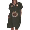thumbnail image 1 of Vestido casual de color sólido con botones de solapa y manga corta de algodón y lino para mujer Pompotops ghjkhdj14794, 1 of 1