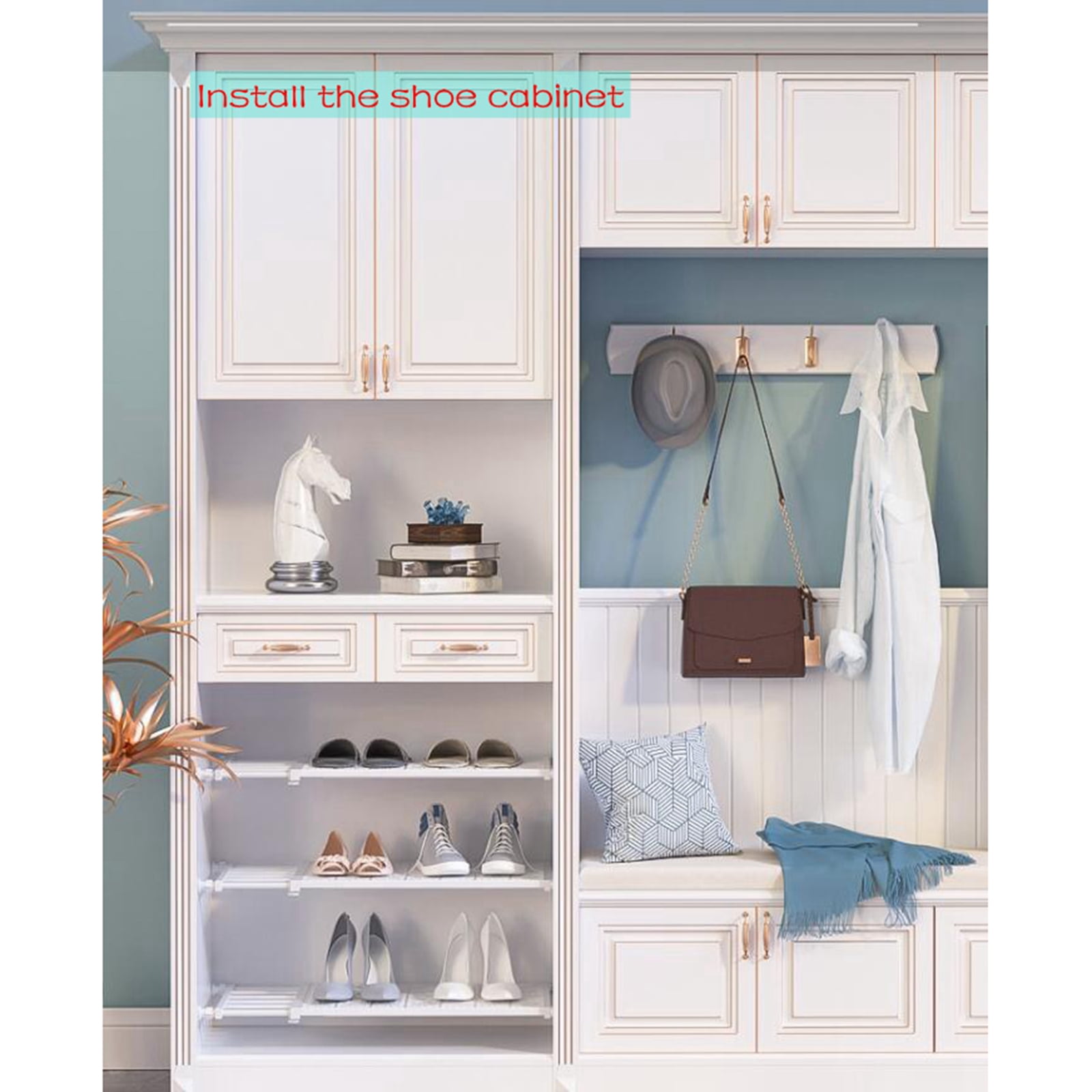 Tension Shelf Expandable Rod Closet System Heavy Duty Clothes Hanger Adjustable L 30 45cm W 24cm Walmart
