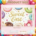 thumbnail image 2 of Donut Pattern Sweet One Banner Colorful Sprinkles 1st Birthday Display Gold Glitter Lettering Star Decor Donut Theme Background for 1st Birthday Party Kids Celebration Sweet Theme Party, 2 of 8