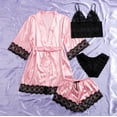 thumbnail image 4 of Batas de mujer de talla grande, lencería de seda, bata de baño de satén, conjunto de cuatro piezas, pijamas para dormir, pijamas para mujer, 4 of 8