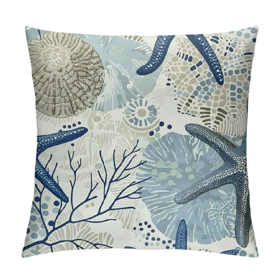 Creowell Nautical Coastal Pillow Covers Multi Size Beach Ocean Themed Decorative Couch Pillow Cases Starfish Seashell Throw Pillows Home Decor for Living Room Bedroom Bed Cushion Outdoor