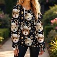 thumbnail image 4 of Women's Fashion Casual Christmas Print Pullover Long-Sleeve Hooded Sweatshirt, Festive Fall Winter Wear with Soft Fabric and Holiday Theme for Cozy Comfort,Black,L, 4 of 5