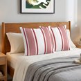 thumbnail image 6 of Pillow Covers 24x24 Set of 2, Red Striped Throw Pillow Covers Decorative Couch Cushion Cover, Farmhouse Thin Vertical Stripes Modern Microfiber Soft Square Pillowcases for Bedroom Living Room Sofa, 6 of 9