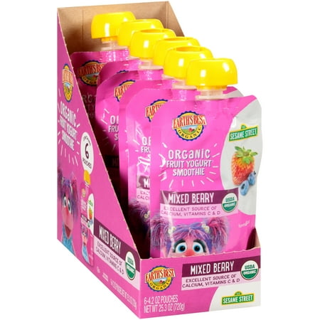 Photo 1 of (12 Pack) Earth's Best Organic Sesame Street Fruit Yogurt Smoothie,4.2 oz Pouch 4/18/24