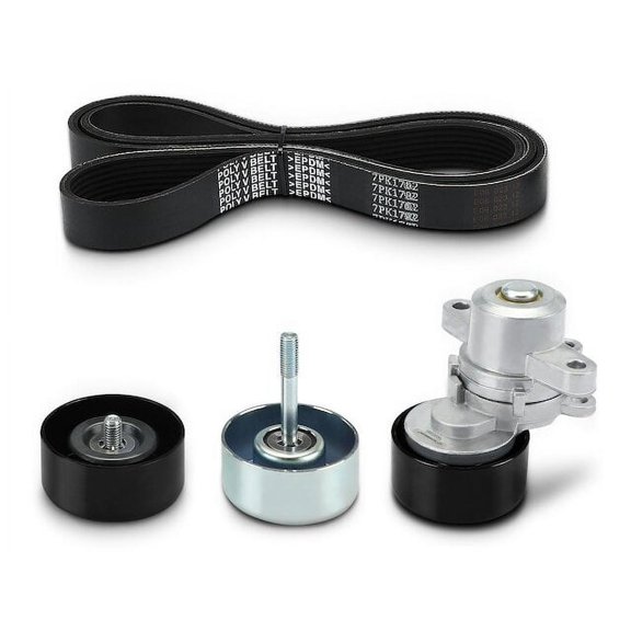 Accessory Drive Belt Kit 4 - Compatible with 2009 - 2014 Nissan Maxima 3.5L V6 Naturally Aspirated 2010 2011 2012 2013