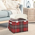 thumbnail image 5 of Red Black Tartan Plaids Fabric Texture Foldable Storage Bin with Lid and Handle Collapsible Storage Box 16.5 x 12.6 x 11.8 inches, 5 of 7